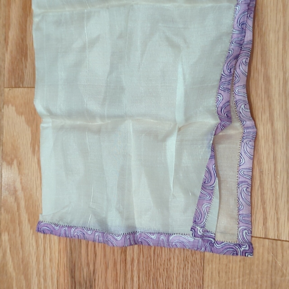 Vintage Silk Handkerchief with Purple Trim